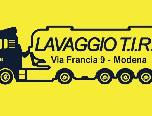 Logo di Lavaggio T.I.R. Srl a Modena, che mostra un'immagine stilizzata di un camion cisterna e la sua posizione in Via Francia 9.