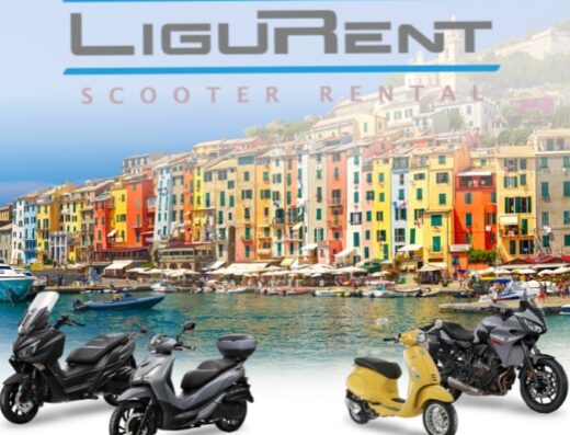 Ligurent Genova: Noleggio scooter e moto. Immagine di diversi modelli di scooter e moto disponibili per esplorare la Liguria.