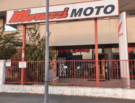 Moruzzi Moto store front featuring Royal Enfield and Honda motorcycles for sale, repair and service. Motorcycle marketplace.