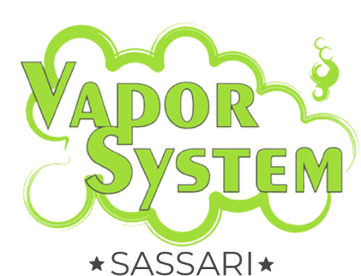 Logo di Vapor System Sassari con testo verde e design a forma di nuvola, ideale per accessori moto e servizi correlati.