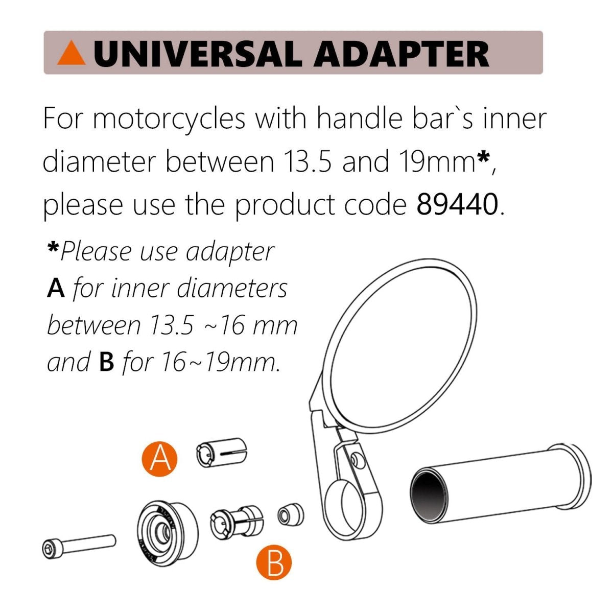 Adattatori specchietti bar-end a manubrio universali 22.2mm 3 Adattatori specchietti bar-end a manubrio universali 22.2mm - immagine 3