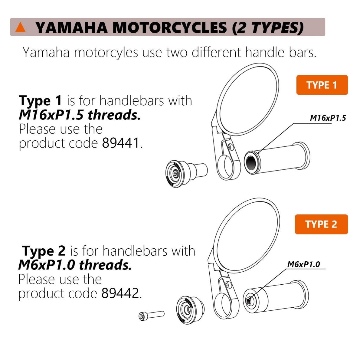 Adattatori specchietti bar-end a manubrio - YAMAHA 2 3 Adattatori specchietti bar-end a manubrio - YAMAHA 2 - immagine 3