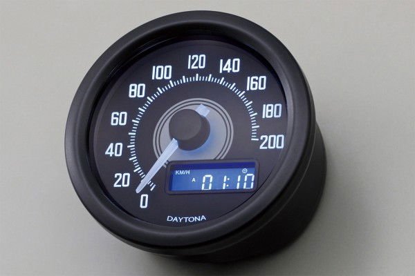 Tachimetro analogico elettronico DARK VELONA diam.60 200KMH, con staff 2 Tachimetro analogico elettronico DARK VELONA diam.60 200KMH, con staff - immagine 2