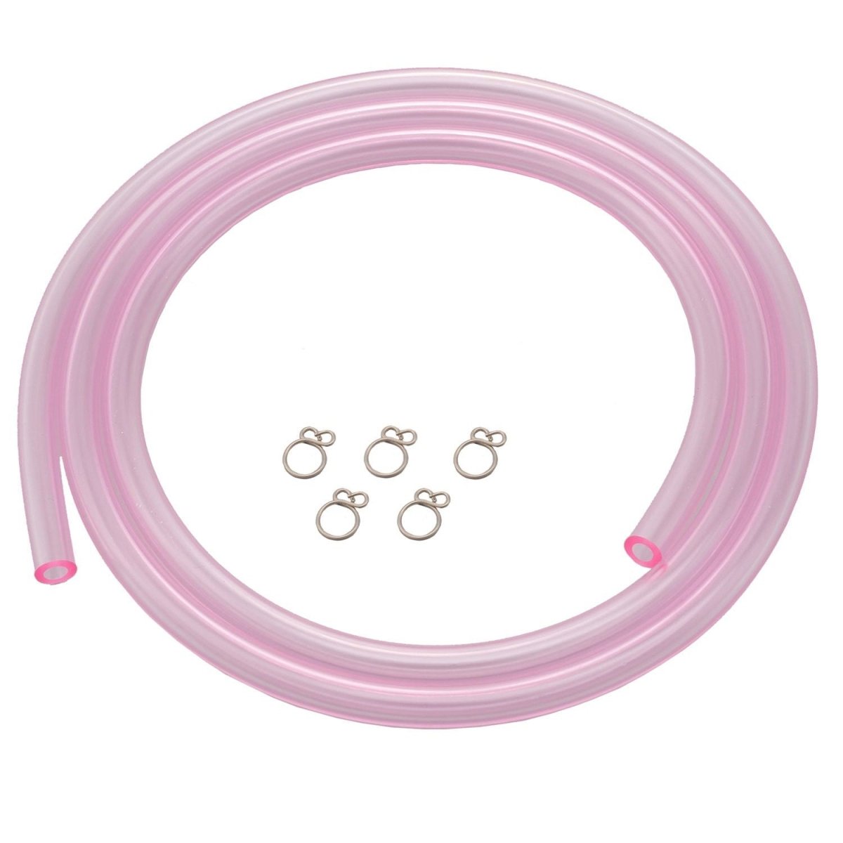 Tubo carburante in PVC 1M rosa, con 5 clips 1 Tubo carburante in PVC 1M rosa, con 5 clips